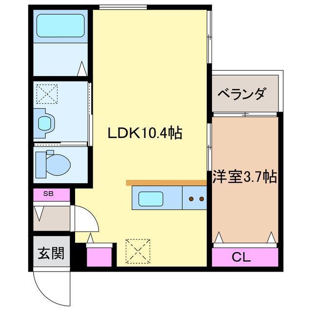 ガロンヌ上所上(1LDK/3階)の間取り写真