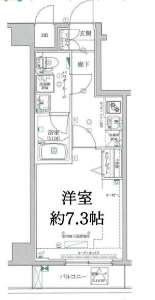 パティーナ住吉DUO(1K/4階)の間取り写真