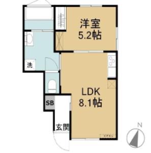 アルマコート志木(1LDK/1階)の間取り写真