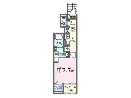 プラシード カーサ A(1K/1階)の間取り写真