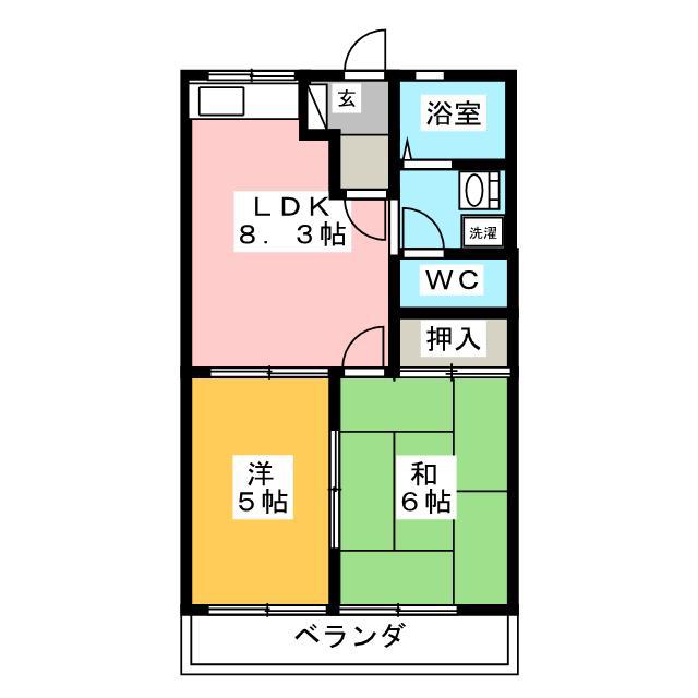 AQUA CITY(2LDK/2階)の間取り写真