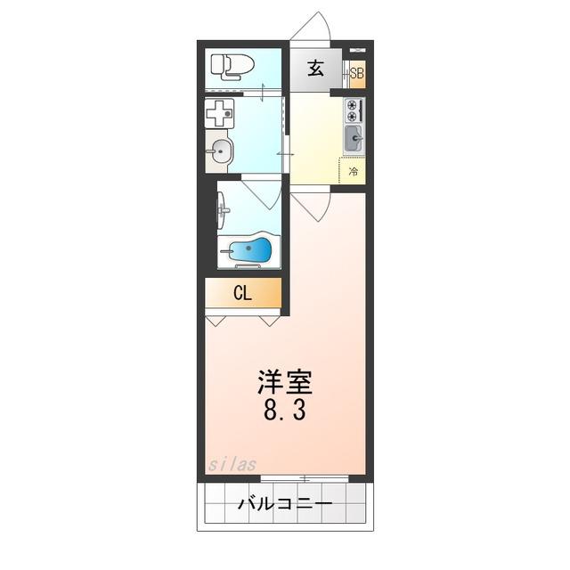FELIZ COURT日根野(1K/3階)の間取り写真