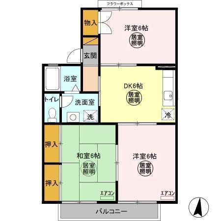 セジュール石井A(3DK/2階)の間取り写真