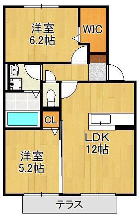 おおくぼの森A棟(2LDK/1階)の間取り写真
