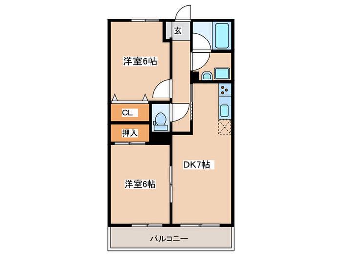 サンステージ茅ヶ崎(2DK/2階)の間取り写真