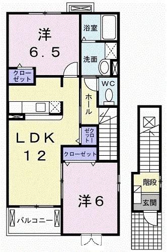 ファウンツン(2LDK/2階)の間取り写真