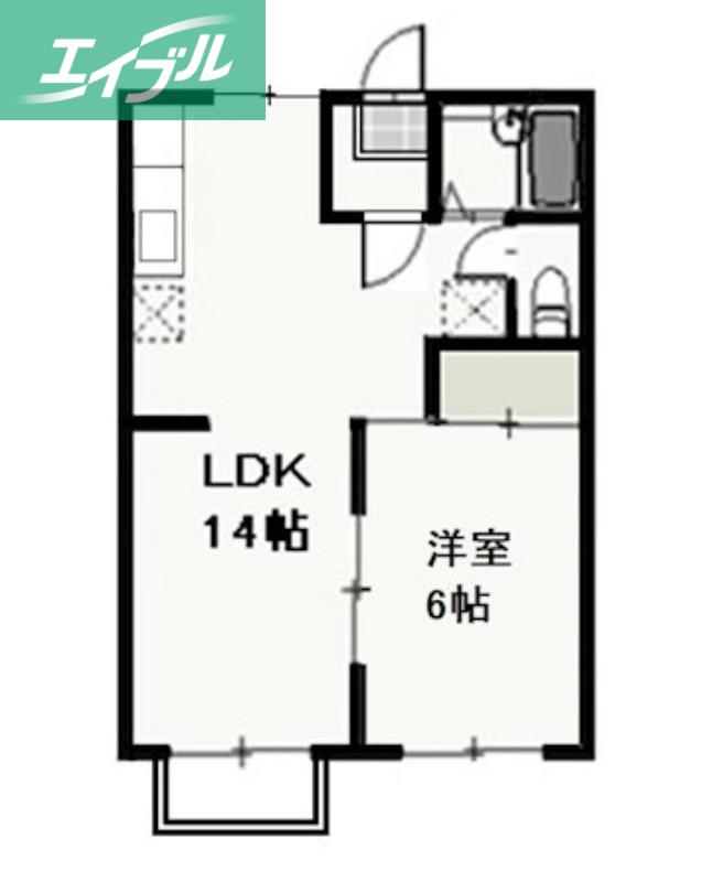 グリーン・グラス(1LDK/2階)の間取り写真