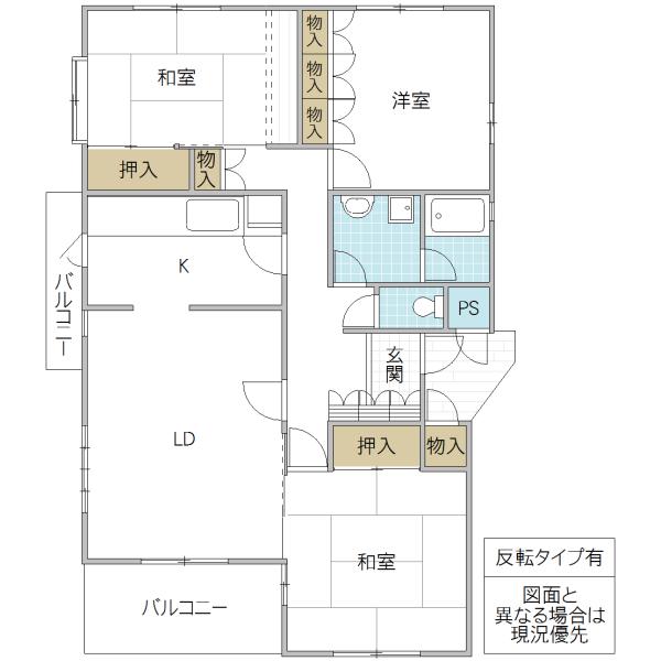 グランテラス水戸A(3LDK/3階)の間取り写真