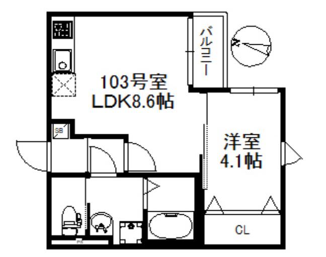 メゾンソレイユ久留米(1LDK/1階)の間取り写真