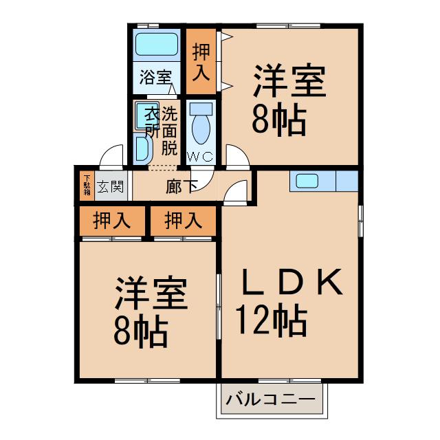 セジュール外堀(2LDK/1階)の間取り写真