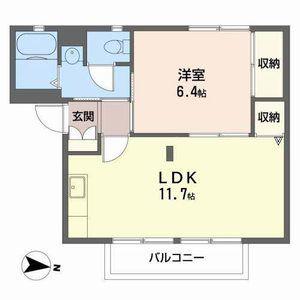 MAIOR YAMATO B棟(1LDK/2階)の間取り写真