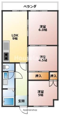 VIASACRA岩出(3DK/6階)の間取り写真