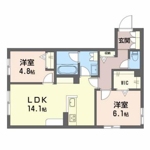グリーンガーデン東雲(2LDK/1階)の間取り写真