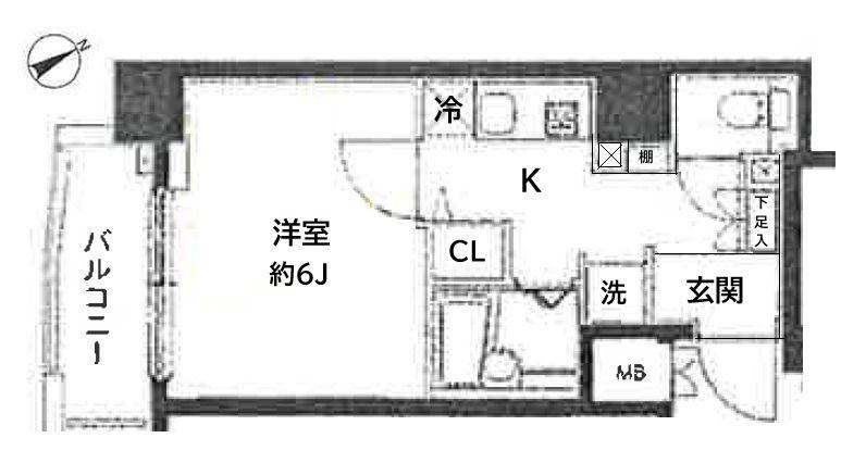 ジュエル京橋(1K/9階)の間取り写真