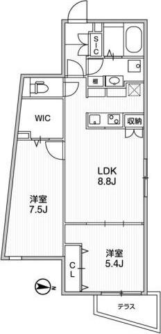BRANCHE阿佐ヶ谷(2DK/1階)の間取り写真