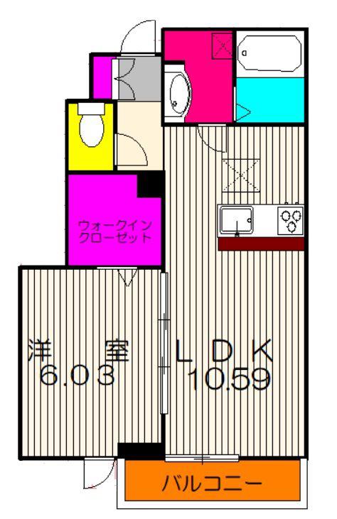 ファテシア上の台II(1LDK/1階)の間取り写真