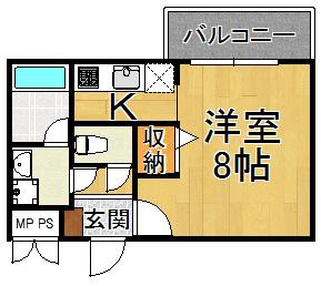 AILE宝塚3(1K/3階)の間取り写真