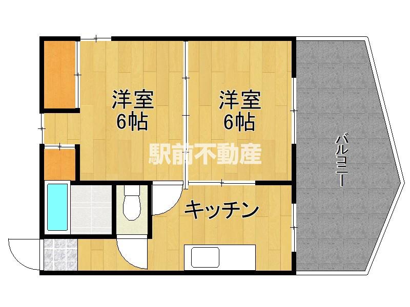 シャトー神野(2DK/2階)の間取り写真