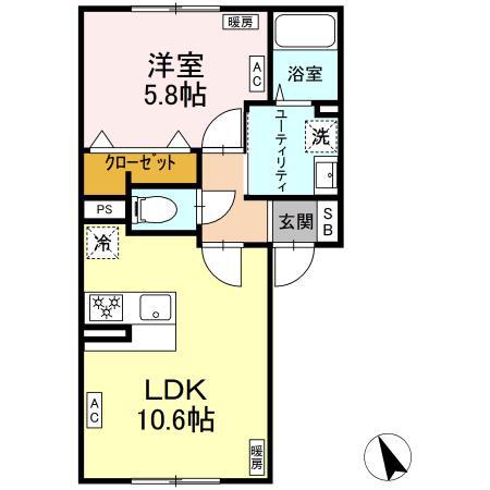 FIRST SKY G(1LDK/2階)の間取り写真