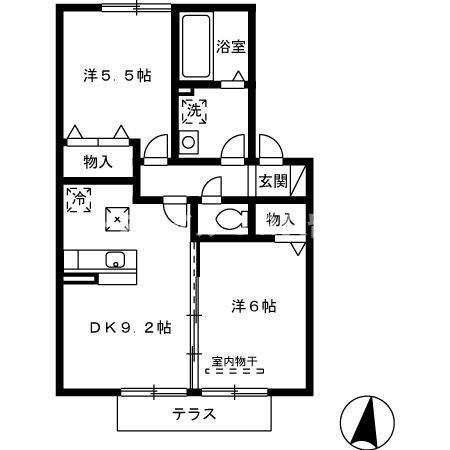 ラトンラヴール1番館(2LDK/2階)の間取り写真