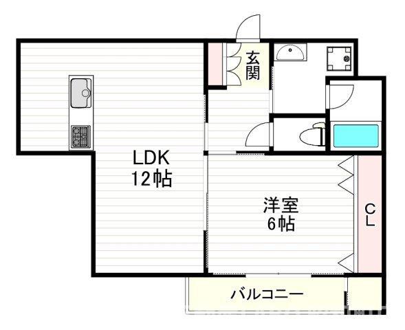 クローバー・プレミア昭和町(1LDK/6階)の間取り写真