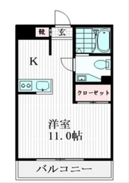 ラ・フルール(1K/2階)の間取り写真