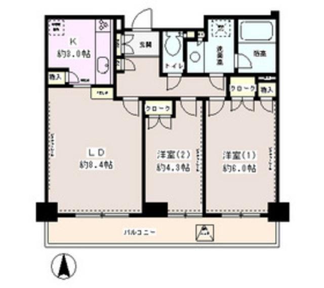 ラフィーネ阿佐谷(2LDK/2階)の間取り写真