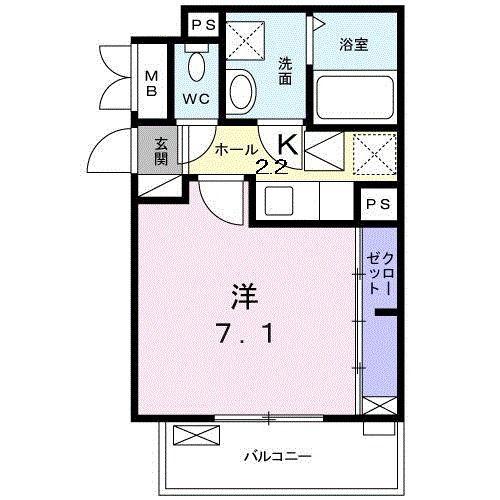 コフレッタ III(1K/2階)の間取り写真