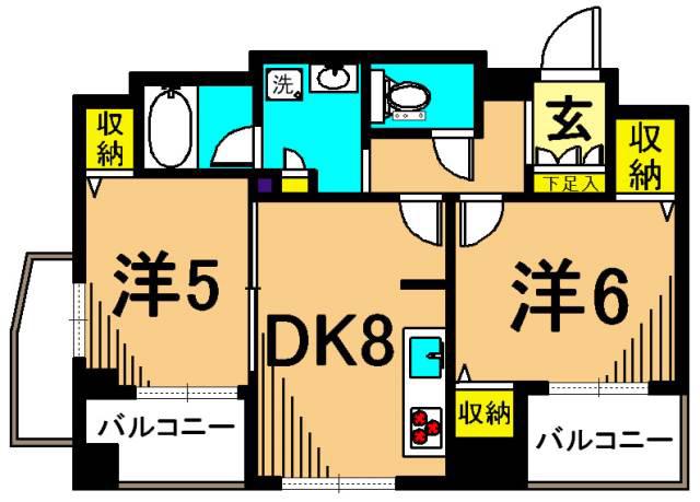 エル・ステージ大井仙台坂(2DK/6階)の間取り写真