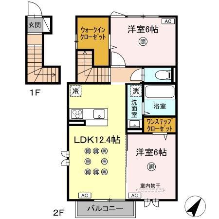 ラ・シャルール コガ(2LDK/2階)の間取り写真