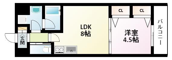 BRAVI新大阪(1LDK/9階)の間取り写真