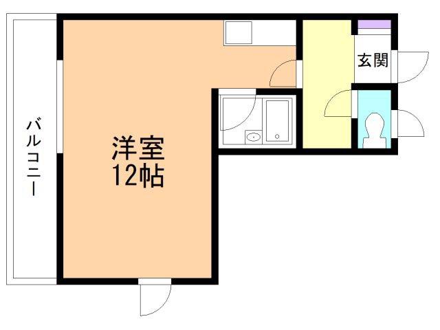 FKマンション(ワンルーム/2階)の間取り写真