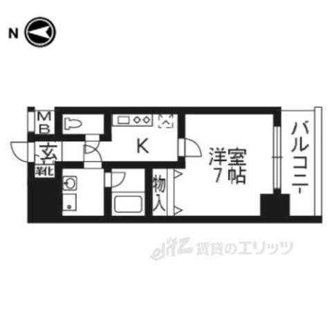 アスヴェル京都外大前(1K/11階)の間取り写真