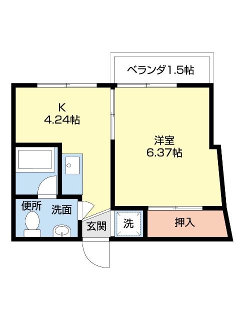 プチ・ハイムB(1K/2階)の間取り写真
