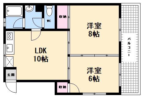 NODACO三滝町(2LDK/3階)の間取り写真