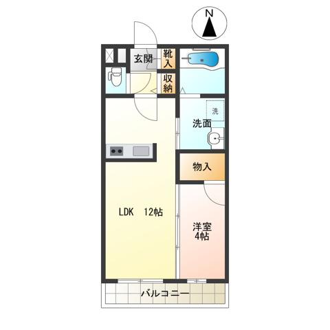 ボルツIV(1LDK/1階)の間取り写真