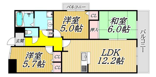 アネックス武庫(3LDK/4階)の間取り写真