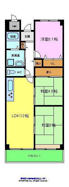 ベル・ヴィラージュ北野田(3LDK/3階)の間取り写真