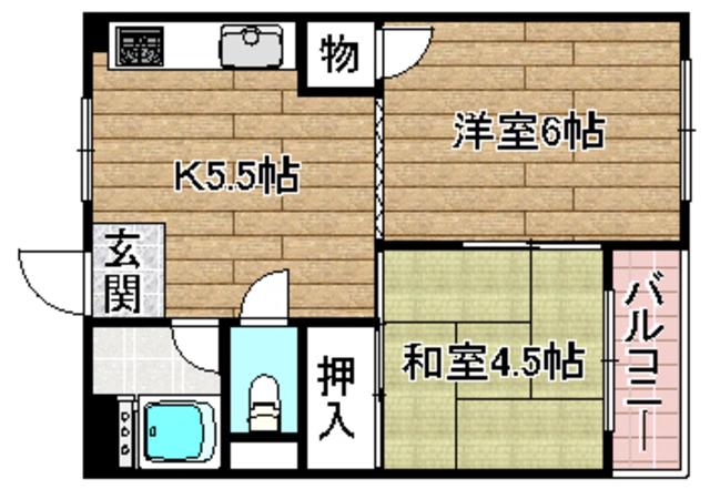 中井マンション(2DK/1階)の間取り写真