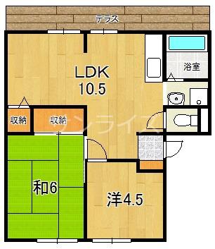 グランドールE棟(2LDK/1階)の間取り写真