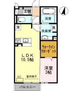 ベルメゾン荒川(1LDK/2階)の間取り写真