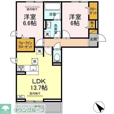 ESPOIR IV(2LDK/1階)の間取り写真