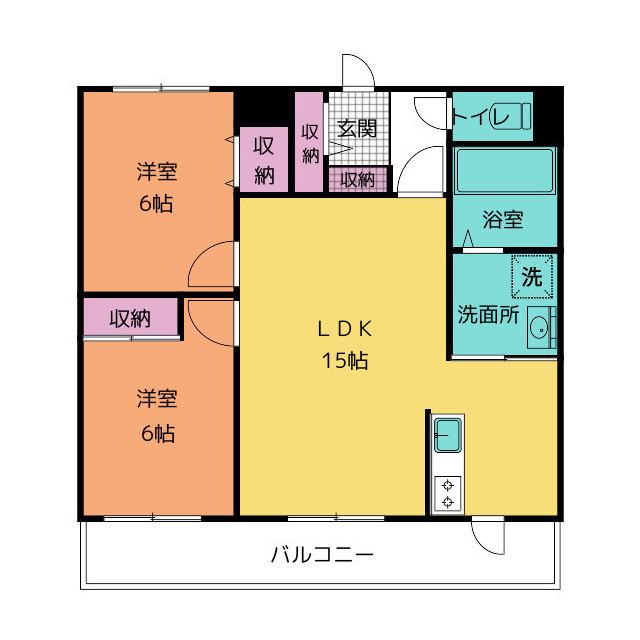 Aーフラッツ(2LDK/2階)の間取り写真