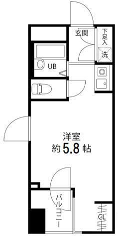 DELCCS神楽坂五軒町(ワンルーム/2階)の間取り写真