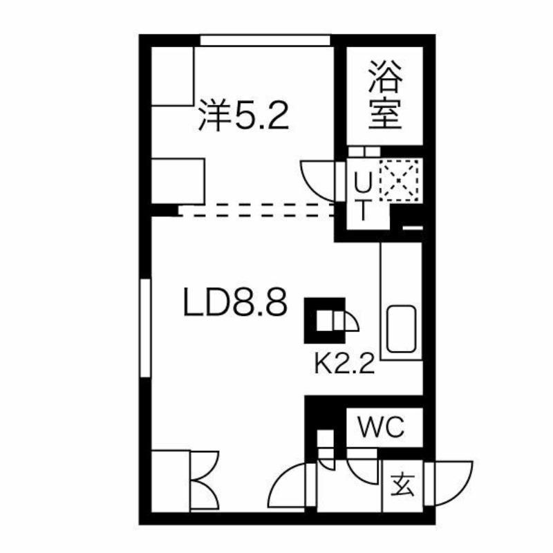 カーサフェリーチェ医大前(1LDK/2階)の間取り写真