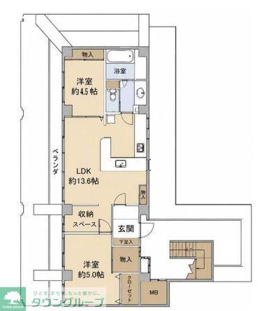 クロノス佃野町(2SLDK/4階)の間取り写真