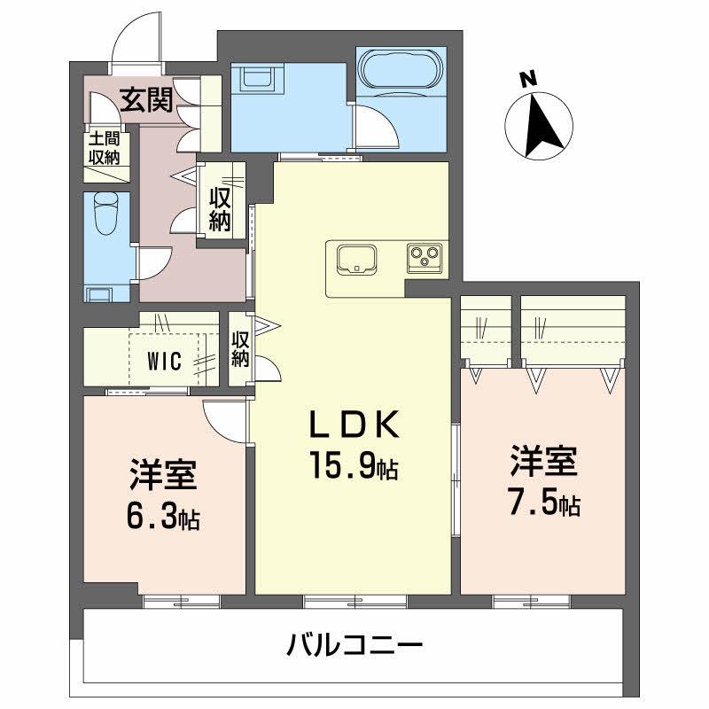 PROGRESS沖浜(2LDK/3階)の間取り写真