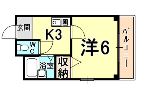 メゾン弥生(1K/2階)の間取り写真