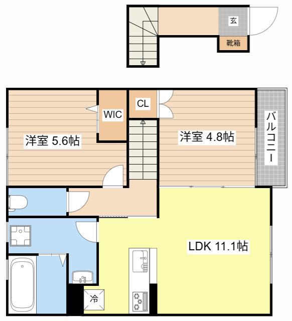ユアメゾン唐崎(2LDK/2階)の間取り写真