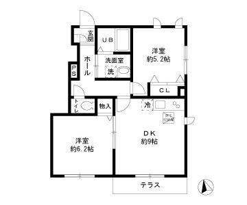 メゾンエスポワール(2DK/1階)の間取り写真
